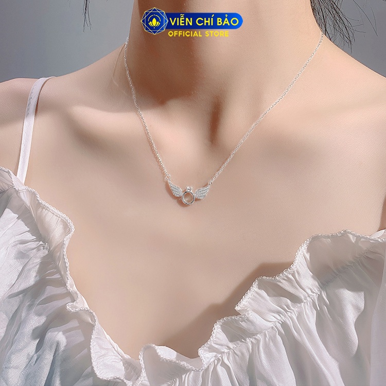 Dây chuyền bạc nữ Cánh thiên thần đính đá chất liệu bạc 925 thời trang phụ kiện trang sức nữ Viễn Chí Bảo D400204