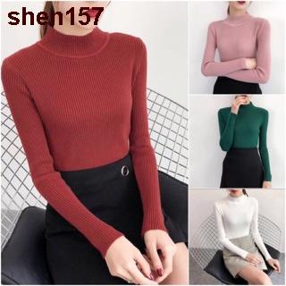 ☃shen157Áo len tăm nữ cổ lọ 3 phân trơn ôm body mềm mịn co giãn loại 1 nhiều màu dễ phối đồ hàng Quảng Châu AL01
