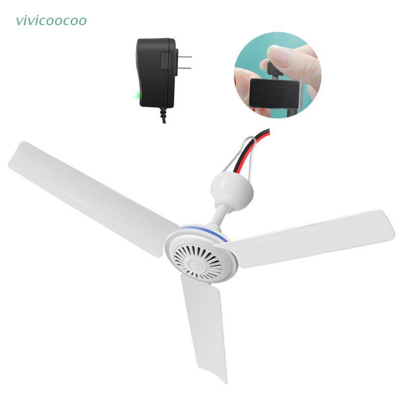 Quạt Trần 2 Trong 1 Phích Cắm US AC 110V 220V DC 12V Không Ồn Có Thể Điều Chỉnh Tốc Độ