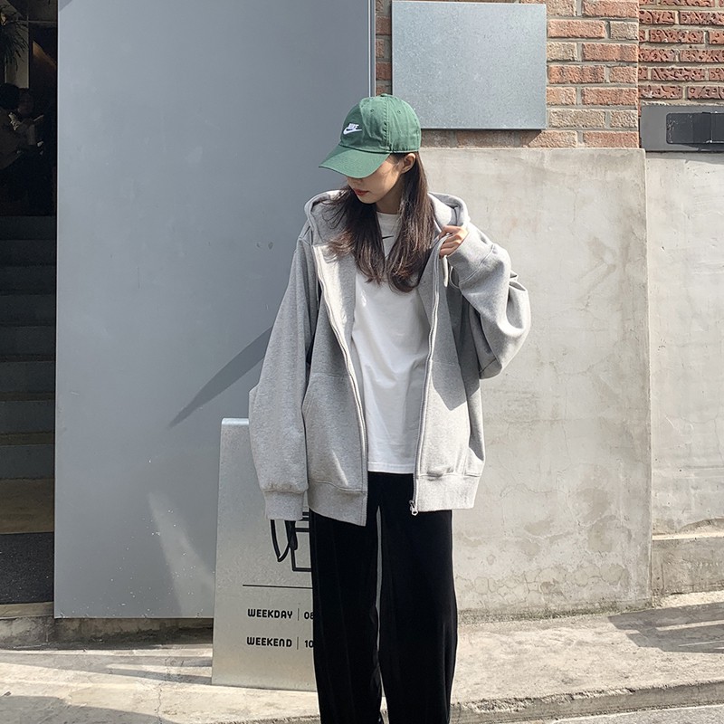 Áo khoác mũ trùm giả hai lớp dáng rộng dài tay phối khóa kéo có túi lớn thời trang Hàn Quốc cho nam M-5XL | BigBuy360 - bigbuy360.vn