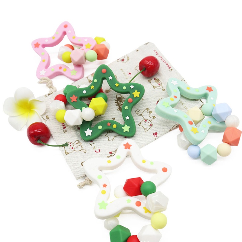 Vòng Tay Đồ Chơi Ngậm Mọc Răng Bằng Silicone Cấp Thực Phẩm Hình Ngôi Sao Năm Cánh Dành Cho Bé