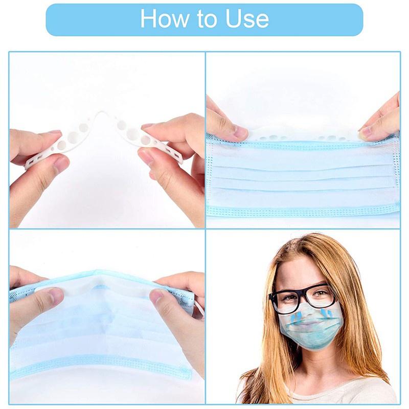 5Pcs Anti-Fogging Silicone Nose Bridge,Reusable Washable (White)