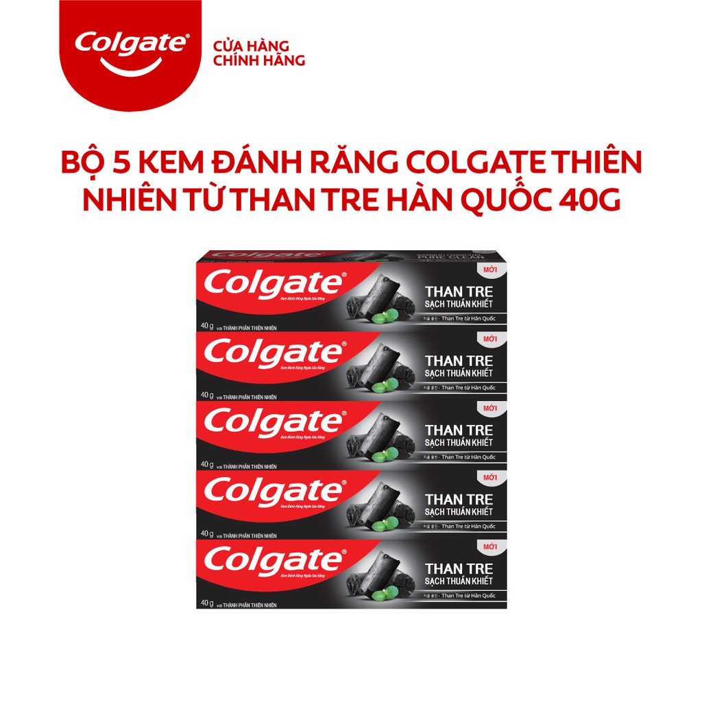 [HB Gift] Bộ 5 kem đánh răng Colgate thiên nhiên từ than tre Hàn Quốc 40g