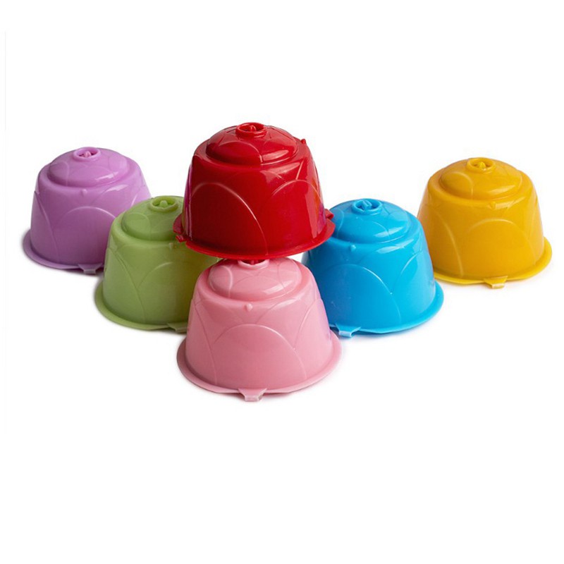 6-Color Reusable Coffee Capsule Plastic Refillable Compatible for Dolce GUSTO Coffee Filter Baskets Capsules