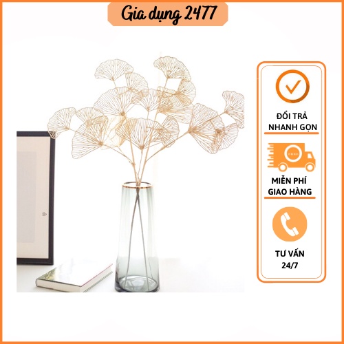 Cành rẻ quạt Lá tai chuột quạt vàng ánh kim trang trí nhà cửa Decor ngày tết mix đào đông cao cấp