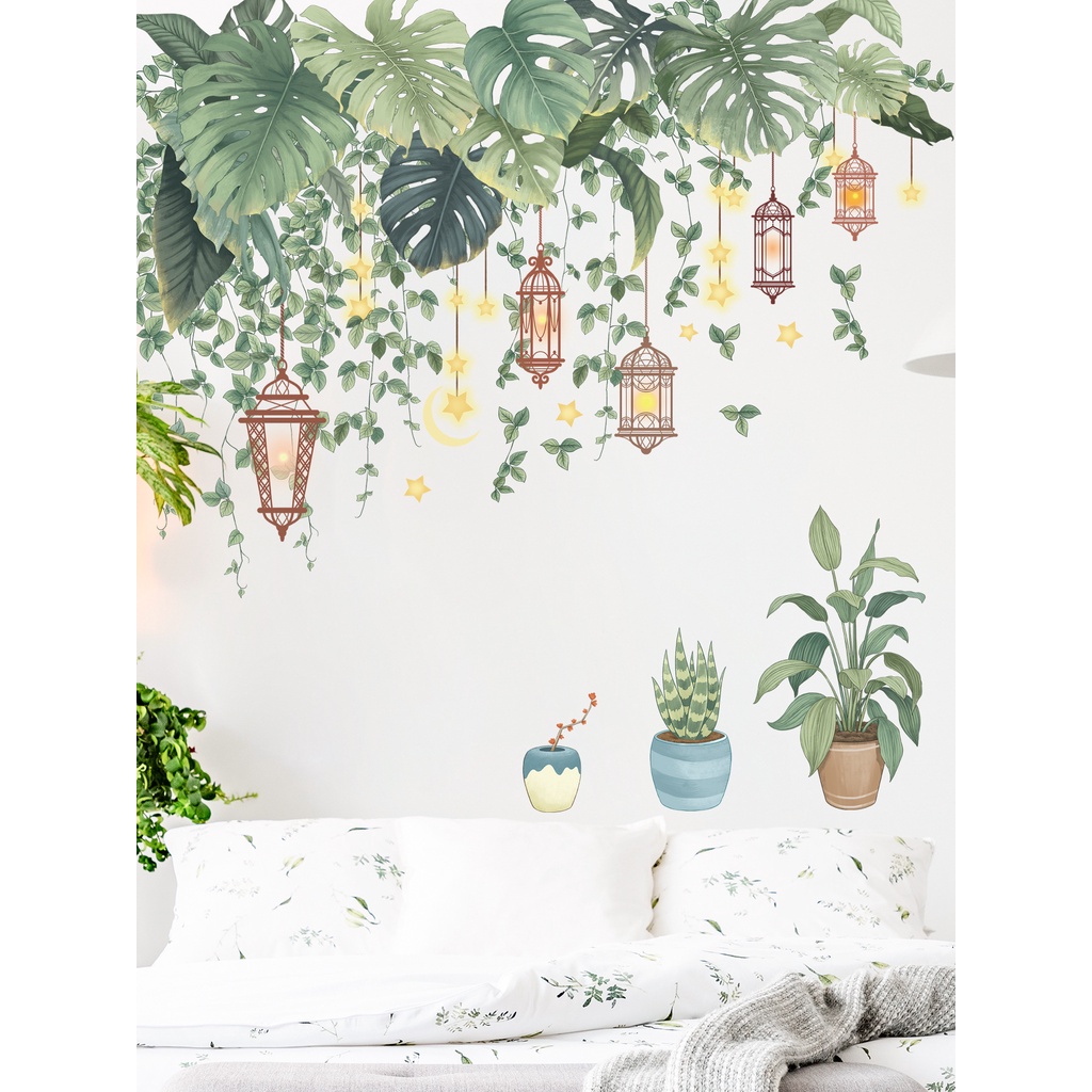 Decal dán tường Sticker dán tường in chất lượng cao có keo mặt sau mẫu Lá Cây Phong Cách Vintage ZH90