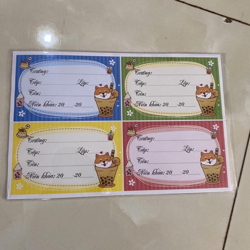 Nhãn vở giấy nhãn dành cho học sinh