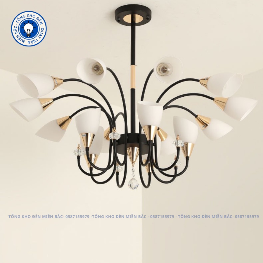 Đèn Chùm Trang Trí_Chùm 15 Tay Tuylip Trang Trí Phòng Khách Bh 24 Tháng