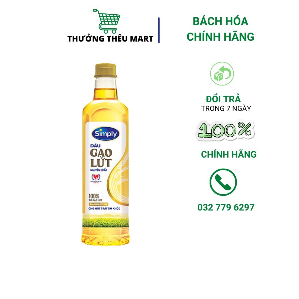 Dầu Gạo Lứt Nguyên Chất Simply chai 1l