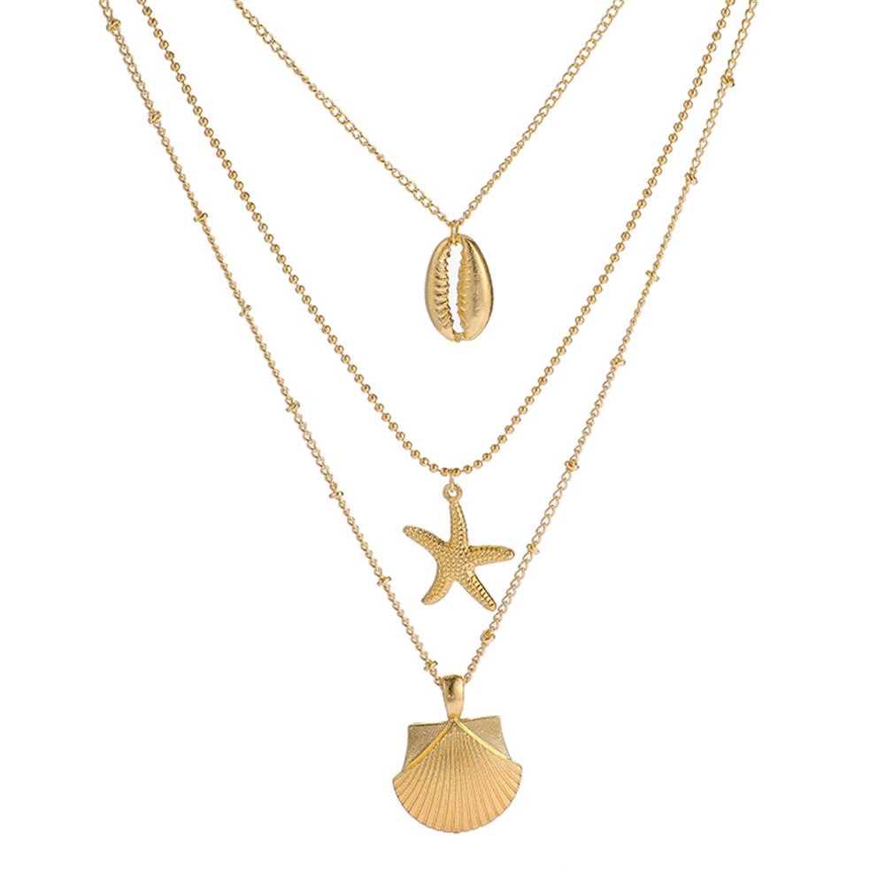 Vòng cổ choker nhiều lớp mặt hình vỏ sò