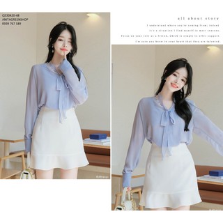 Q530420 SET ÁO VOAN PHỐI CHÂN VÁY