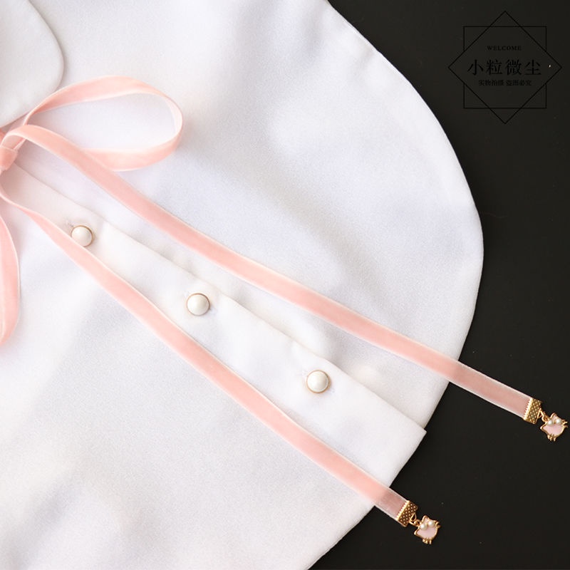 Dây Ruy Băng Nhung Thắt Nơ Cổ Áo Sơ Mi Phong Cách Preppy Nhật Bản Ngọt Ngào Cho Nữ