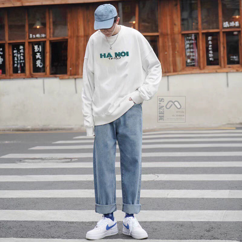 Quần jean BAGGY nam , quần bò nam nữ  ống đứng vải bò dày đẹp không giãn