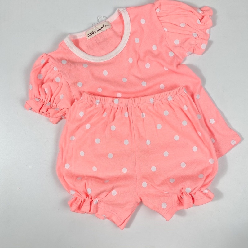 TNin94 Bộ Cotton Hàn Chấm Bi Bé Gái Tay Nhún Quần Bí Từ 8kg đến 25kg