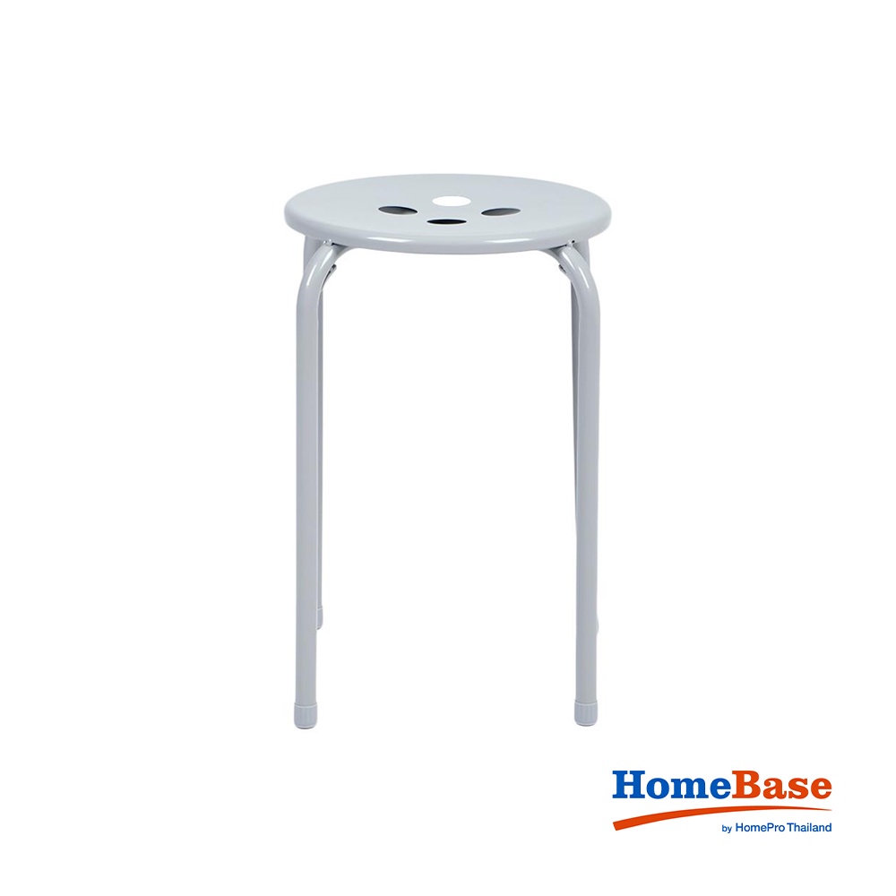 HomeBase FURDINI Ghế ngồi bằng thép thiết kế tối giản BUTTON W47xH44,5xD30cm màu xám
