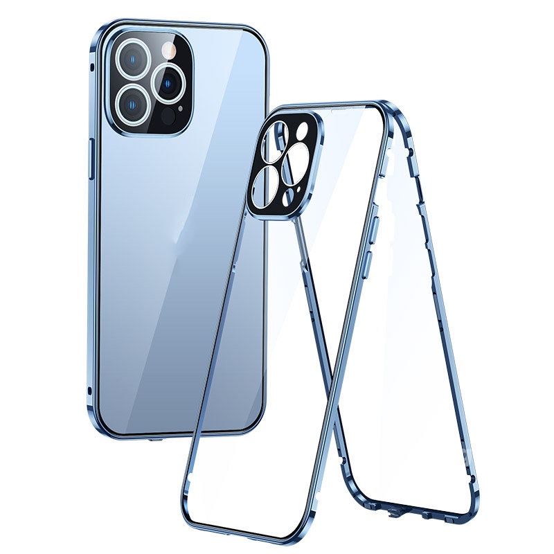 Ốp Điện Thoại Bảo Vệ 360 Độ Cho IPhone 14 Plus 11 12 13 Pro Max° Vỏ Kính Hai Mặt Hút Nam Châm Bảo Vệ Toàn Diện