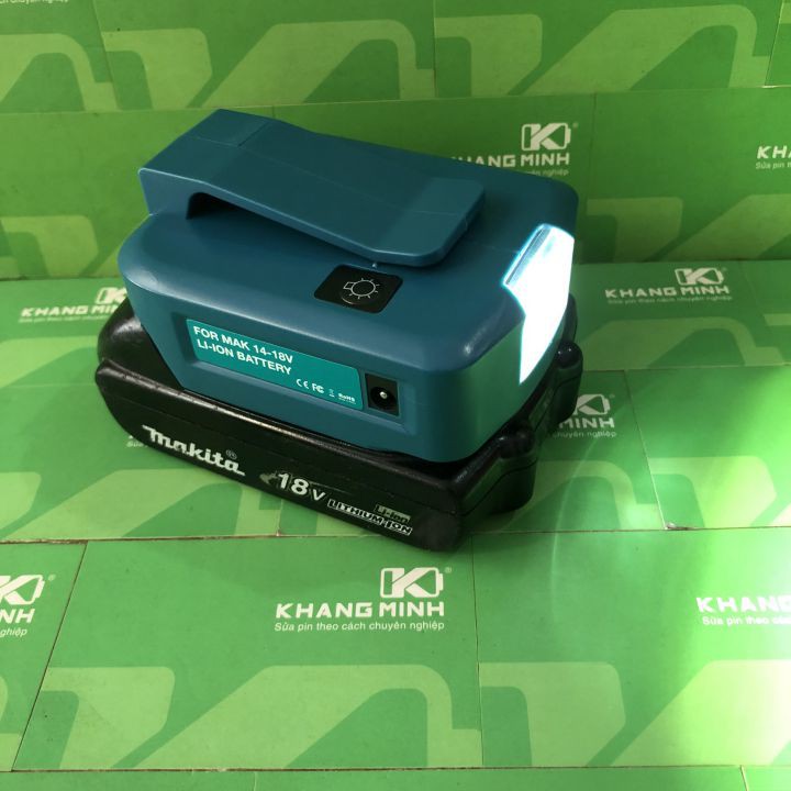 Adaptor Makita, Out Usb 5V và DC 12V, có đèn Led siêu sáng, dùng với pin Makita 14.4V - 18V