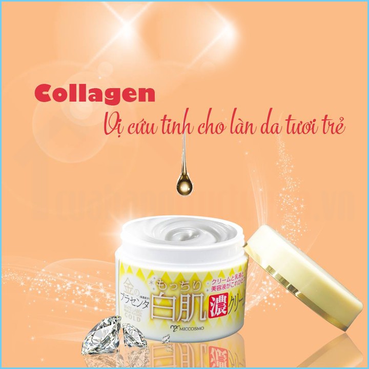 [CHÍNH HÃNG NHẬT BẢN] Kem Dưỡng Trắng Da Chống Lão Hóa Da Từ Nhau Thai Và Collagen White Label Placenta Rich Gold Cream