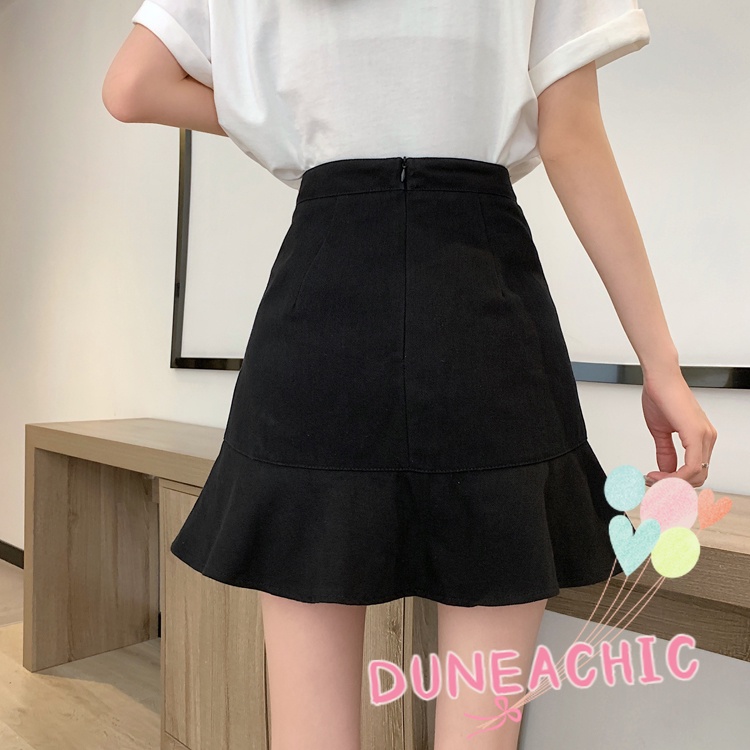 DUNEA Chân Váy Đuôi Cá Dáng Chữ A Lưng Cao Phối Bèo Thời Trang Cho Nữ Plus Size