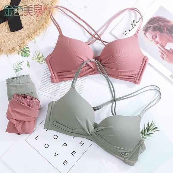 Bộ đồ áo quần lót thông hơi nâng ngực dễ thương xinh xắn - Áo ngực nữ mỏng đẹp không gọng sexy màu hồng, đen, xanh