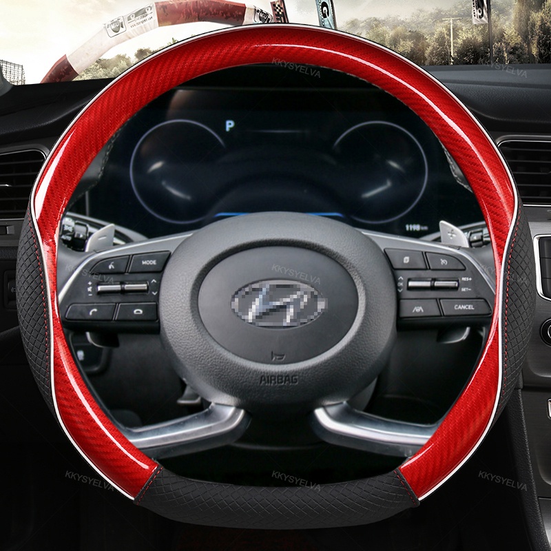Vỏ Bọc Vô Lăng Xe Hơi Bằng Sợi Carbon Hình Chữ D Cho Hyundai Tucson IX35 2021 NX4 Elantra 7th Sonata10th 2020 2021