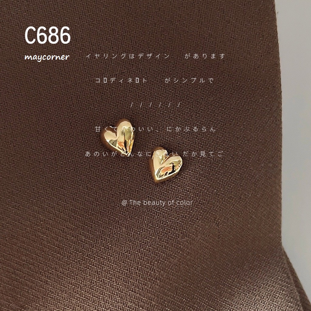 Khuyên tai nụ trái tim dài mạ bạc 925 cao cấp C686