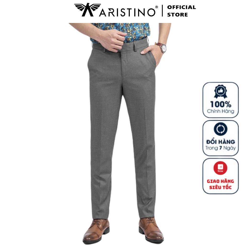 Quần Tây Nam Aristino ATRR03 Quần Âu Nam Màu Xám 55 Dáng Slim Fit Vải Polyester