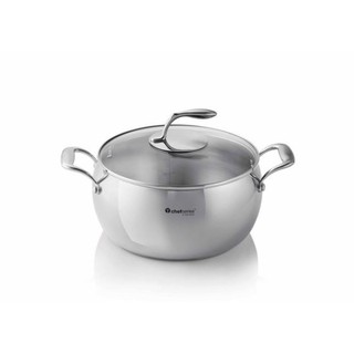 Nồi Chef Series Casserole nắp kính 5.7L Chất liệu thép không gỉ 18/10 an toàn cho sức khỏe bền bỉ với thời gian