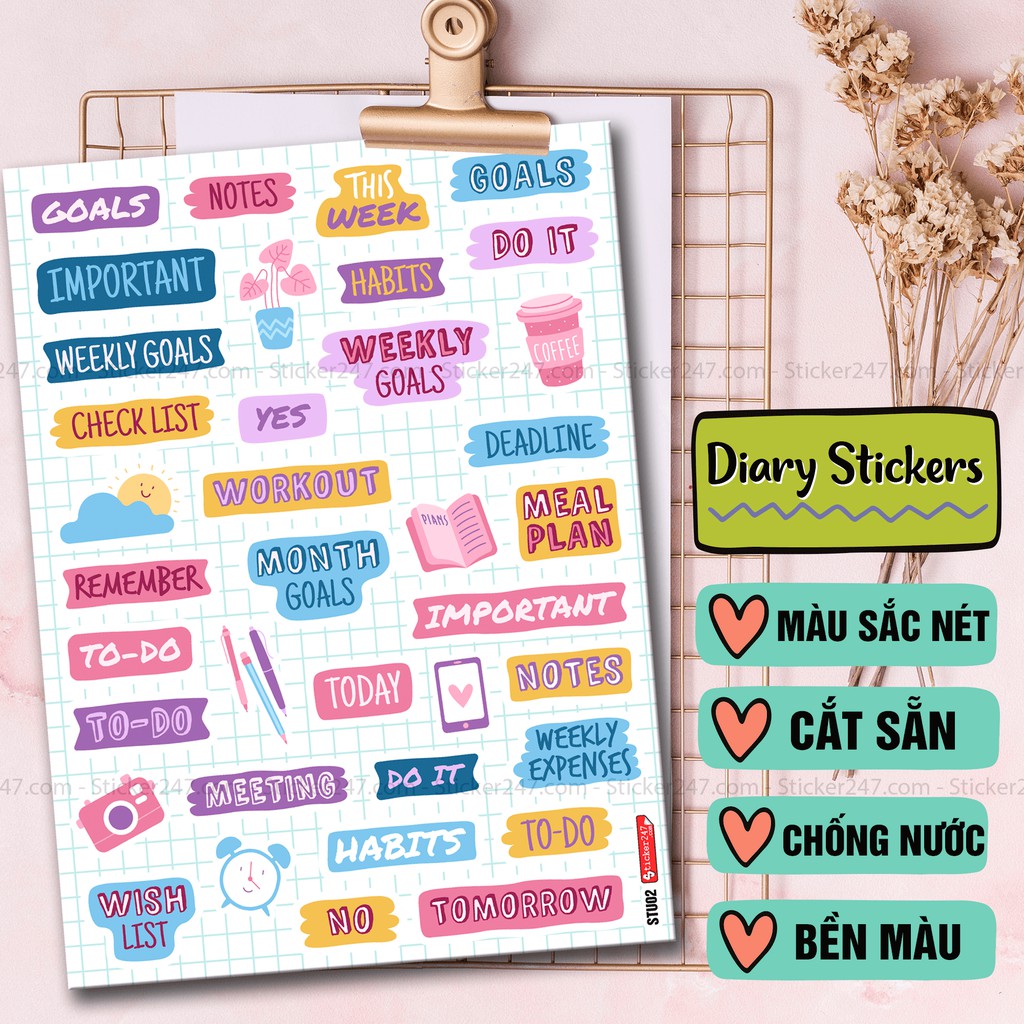 Sticker Trang Trí Sổ - To do 𝑭𝒓𝒆𝒆𝒔𝒉𝒊𝒑 chống nước, cắt sẵn