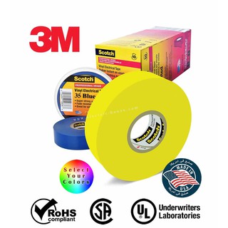 Băng keo điện chịu dòng cao tới 600V chống cháy 3M Scotch 35 nhiều màu/ 33+ 19mmx20.1m ducthanhresin
