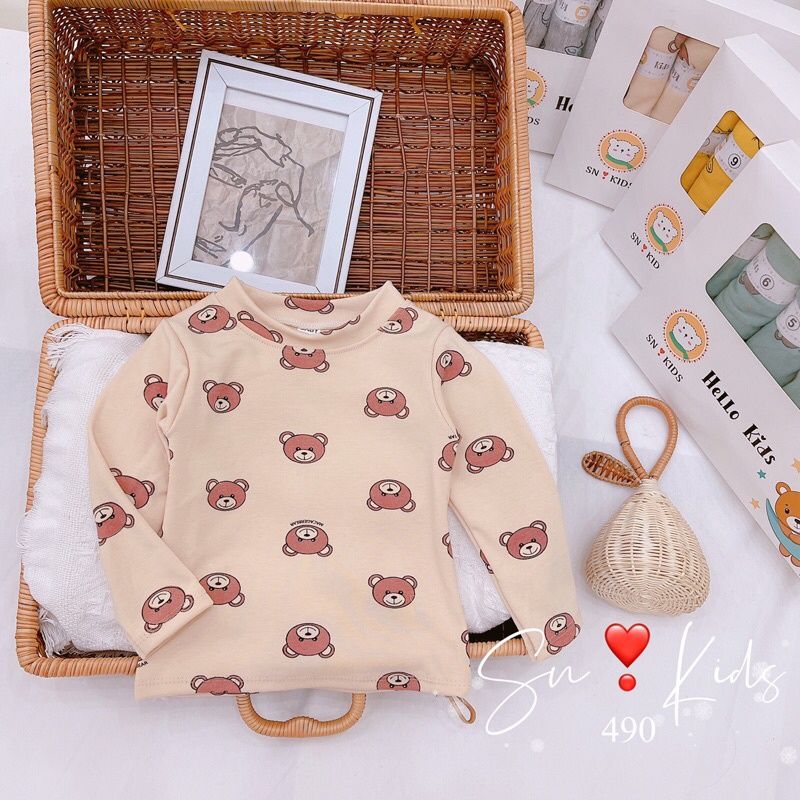 Áo Nỉ Loại Hộp,  Áo Nỉ Cotton Co Giãn, Chất Zip Hàn Mềm Mịn Cổ 3 Phân Cho Bé Trai, Bé Gái Hoạ Tiết Gấu, Thỏ - 4 màu