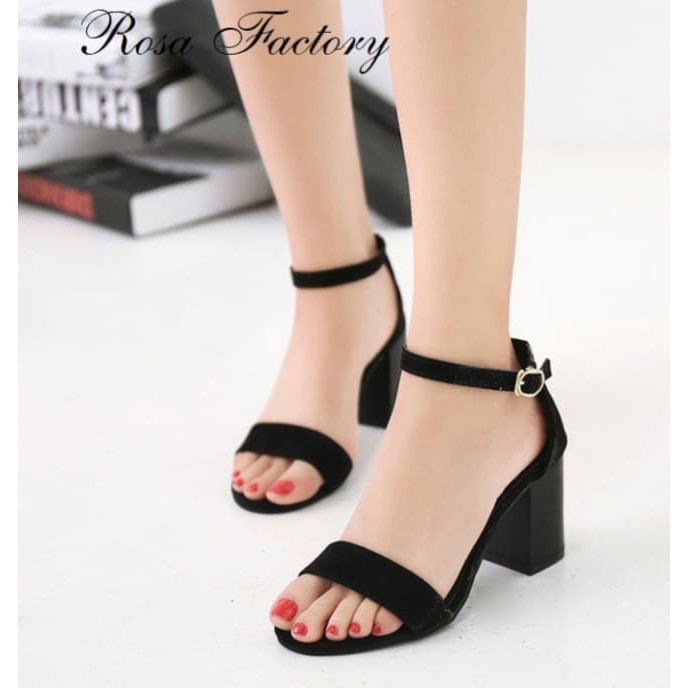 (ẢNH THẬT) GIÀY CAO GÓT ĐEN 5CM ĐẾ VUÔNG . SANDAL QUAI NGANG DA LỘN BỀN ĐẸP TÔN DÁNG