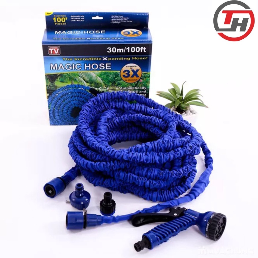 Vòi xịt giãn nở thông minh 30m Magic Hose - 7 chế độ phun nước - Xịt rửa xe, tưới cây đa năng