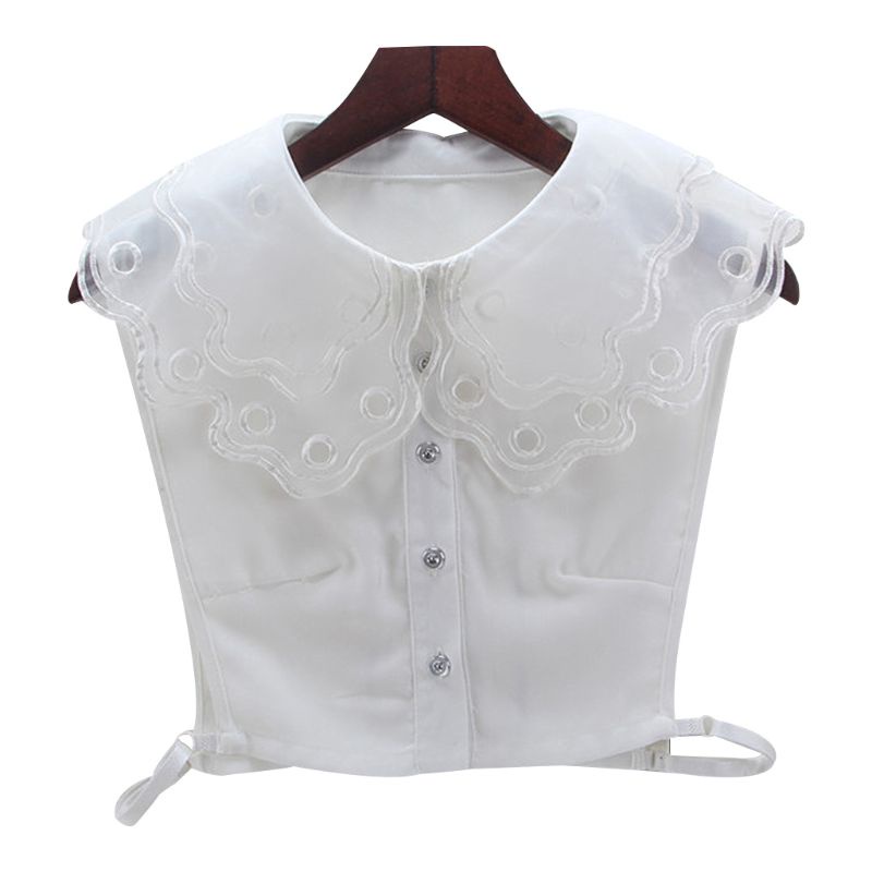 Cổ Áo Sơ Mi Giả Phối Ren Màu Trắng / Đen Thời Trang Cho Nữ