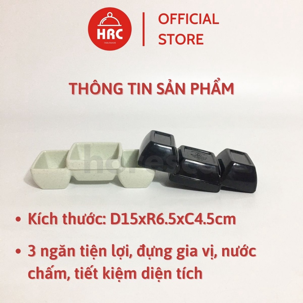 Chén đựng nước chấm, Đĩa đựng gia vị 3 ngăn (Nhiều màu) CTD6419