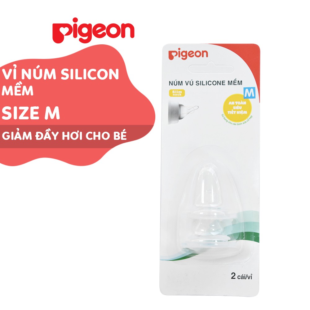 Núm Vú Silicone Mềm Pigeon (2 cái/vỉ):Size L(7 tháng tuổi+)