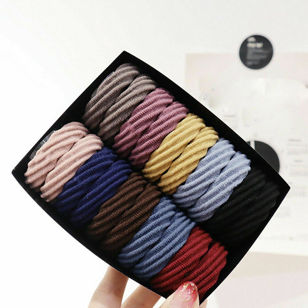 Set 20 dây buộc tóc co giãn màu sắc hỗn hợp đơn giản cho nữ