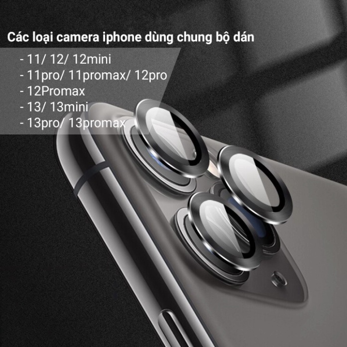 Bộ dán 3 mắt bảo vệ camera iphone 14 pro max 13 pro max 12 pro max 11 pro max 12 13 mini Titan đính đá chống trầy xước
