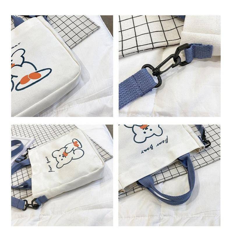 Túi Xách Đeo Vai Vải Canvas Mềm Mại Phong Cách Nhật Bản 001#