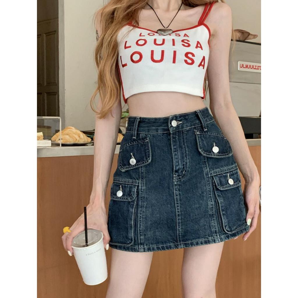 62976 Mùa Hè Retro Váy Denim Lót