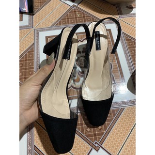 Giày mika nỉ gót vuông mã H74