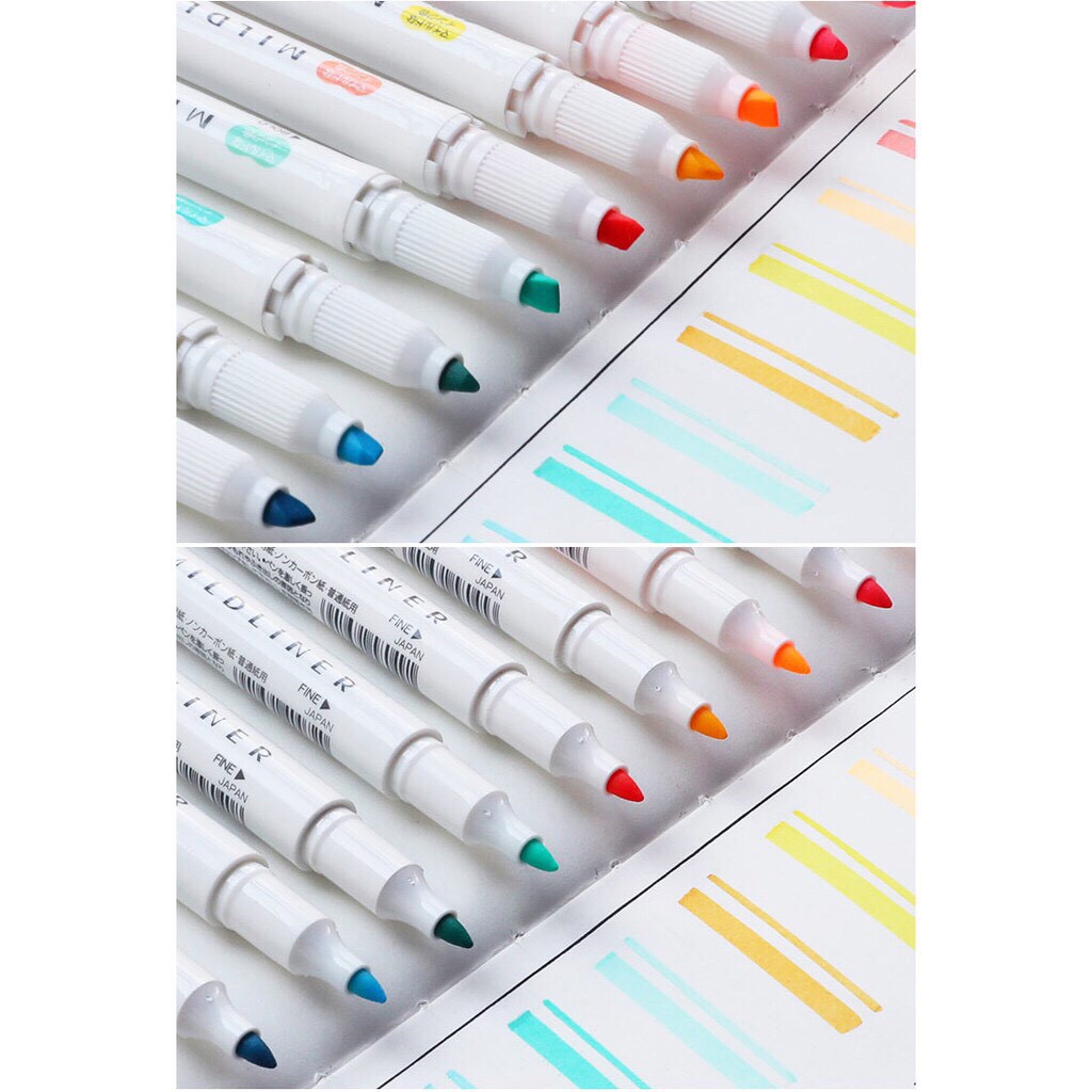 Set 5 bút đánh dấu 2 đầu, Bút dạ quang  Zebra Mildliner Nhật Bản-  Highlight