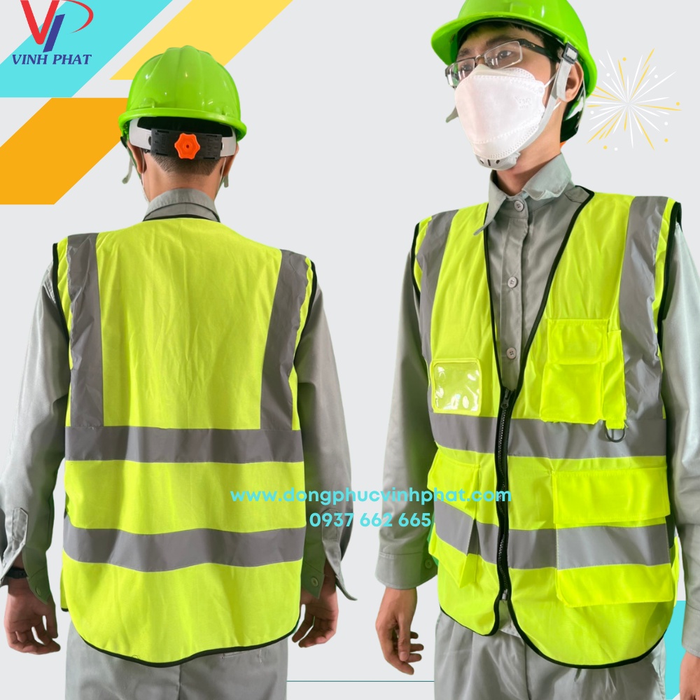 Áo Lưới Phản Quang Bảo Hộ Palide Màu Xanh Túi Hộp 1 Khóa Kéo Cao Cấp, Vải Lưới Siêu Nhẹ Thoáng mát