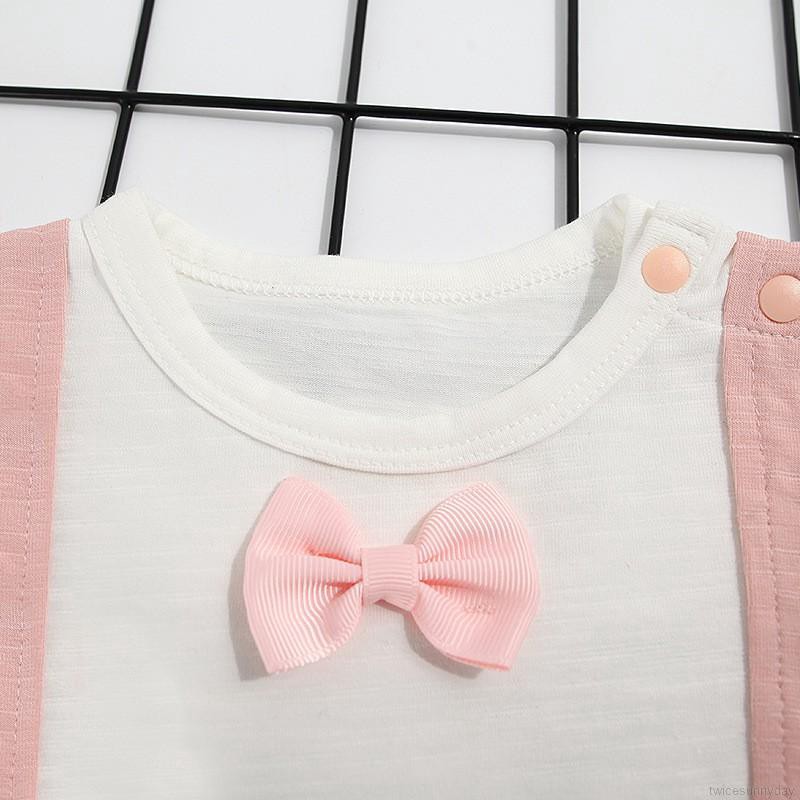 Bộ áo liền quần ngắn tay đính nơ đáng yêu cho bé trai