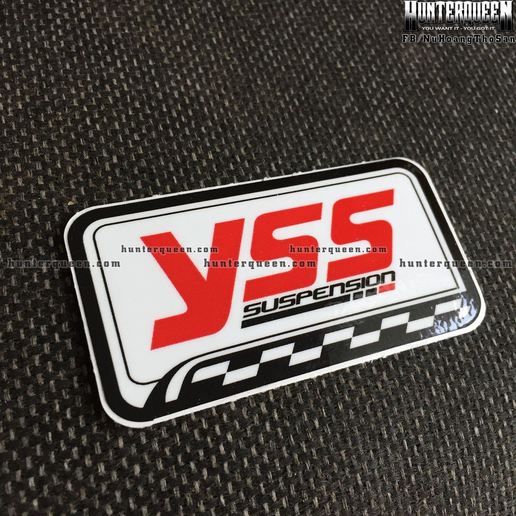 YSS [8x4.3cm] decal cao cấp chống nước, sắc nét, bền màu, dính chặt. Hình dán logo trang trí mọi nơi, in theo yêu cầu