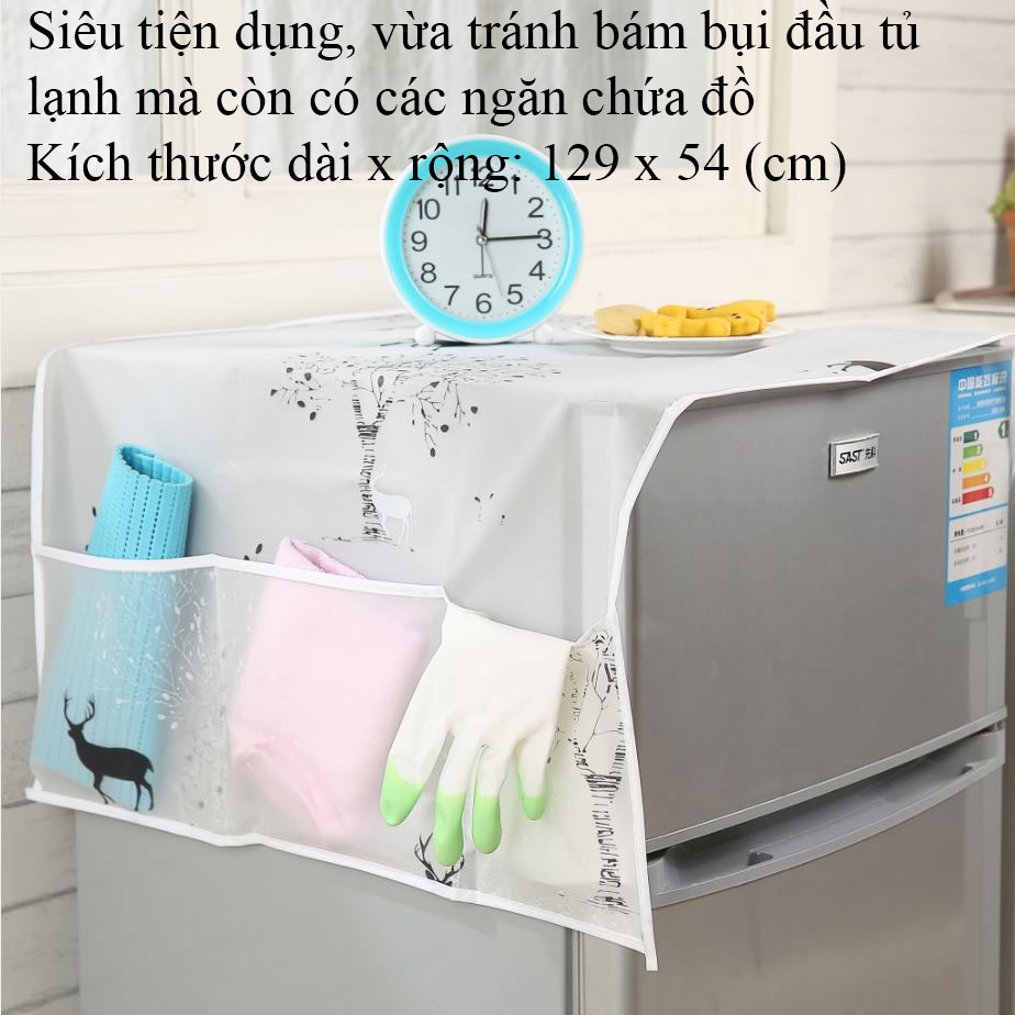 Áo trùm tủ lạnh, tấm phủ tủ lạnh đa năng tiện lợi chất liệu PEVA cao cấp chống thấm, chống bụi size 129x54 TDO