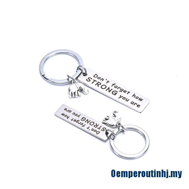 Oemperoutinhj<・)))><<Elephant Keychain Don't Forget How Strong You Are English Letter Key Chain Gifts