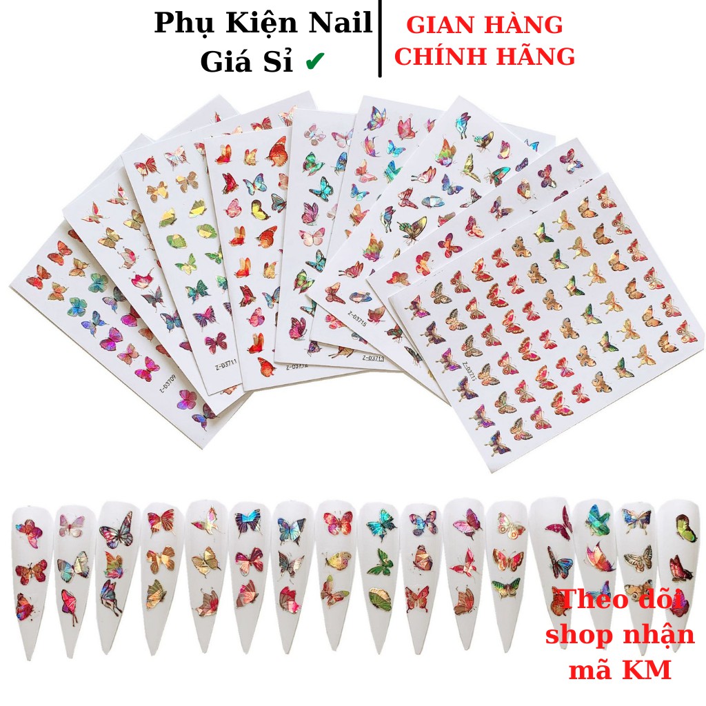 Sticker Nail bướm dán móng trang trí móng