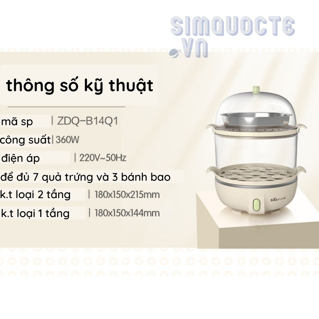 [1 đổi 1 trong 3 ngày] Máy Hấp Bánh, Trứng, Rau củ, Thức Ăn  - Hàng Chính Hãng BEAR