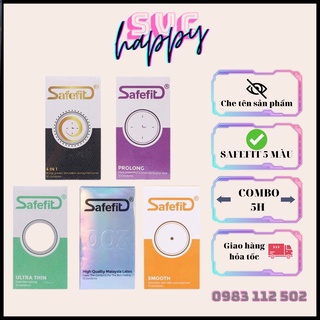 Combo 5 hộp bao cao su Safefit 4in1-Overtime-Untra thin - Smooth - 003 mỗi hộp 12 chiếc